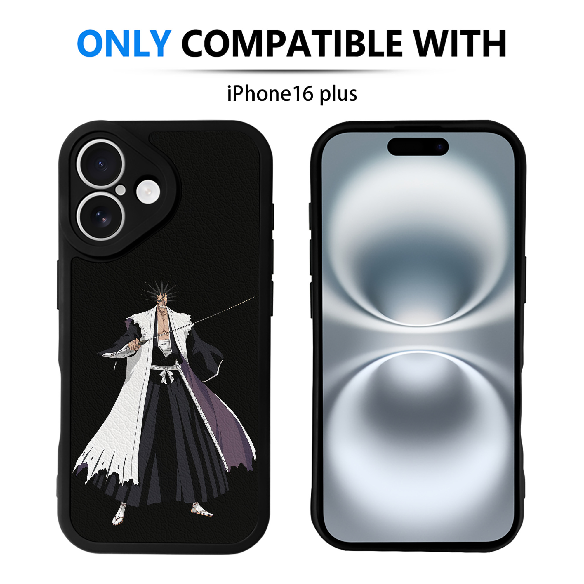 （画像用） ブリーチ ざらき けんぱち BLEACH Zaraki Kenpachi 【iPhone 16シリーズ対応】シリコンスマホケース（レザー調） 材質：シリコン